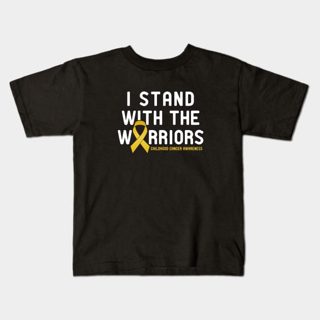 CANCER WARRIORS GOLD RIBBON Kids T-Shirt by JWOLF